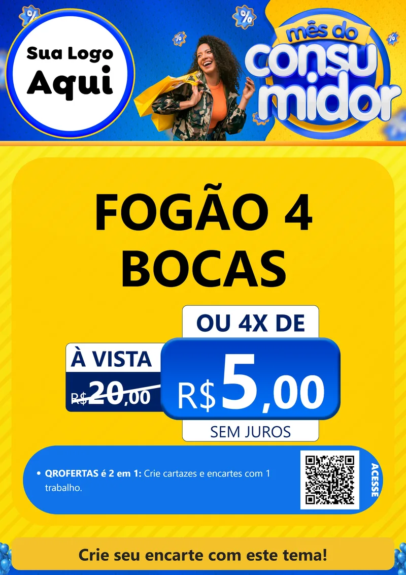 Modelo de Cartaz para Cartaz A4 Vertical com o tema Mês do Consumidor para Móveis e Eletro
