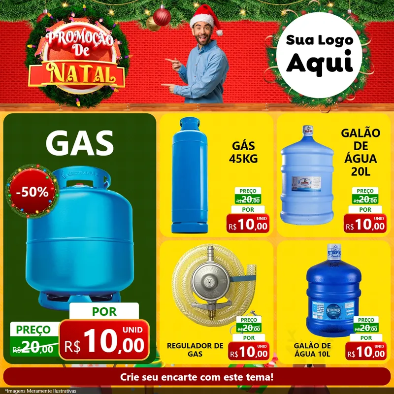 Modelo de Rede Social para Feed Facebook com o tema Promoção de Natal para Água e gás