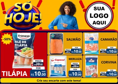 Modelo de Encarte para Encarte A4 Horizontal com o tema Só Hoje! para Peixaria