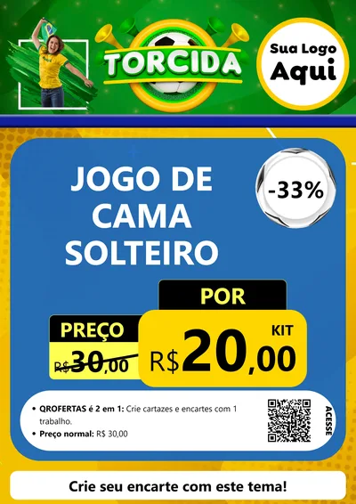 Modelo de Cartaz para Cartaz A4 Vertical com o tema Torcida para Cama, Mesa e Banho
