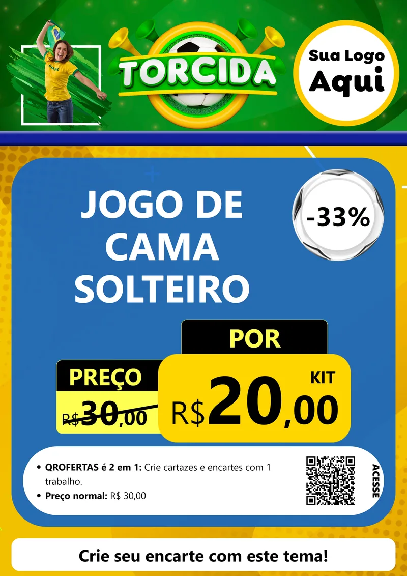 Modelo de Cartaz para Cartaz A4 Vertical com o tema Torcida para Cama, Mesa e Banho