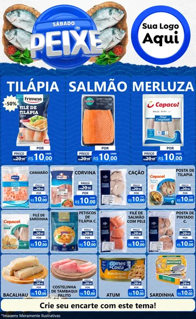 Modelo de Encarte para Encarte Grande com o tema Sábado do Peixe para Peixaria