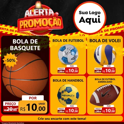 Modelo de Rede Social para Feed Facebook com o tema Alerta de Promoção para Artigos Esportivos