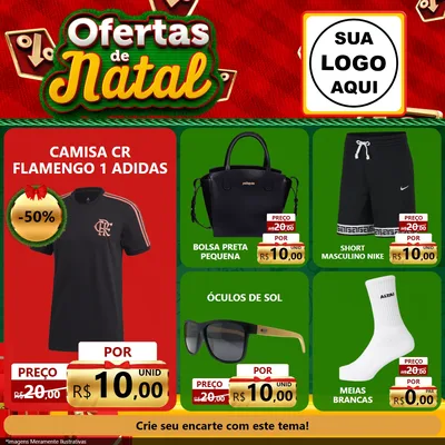 Modelo de Rede Social para Feed Facebook com o tema Ofertas de Natal para Roupas e acessórios