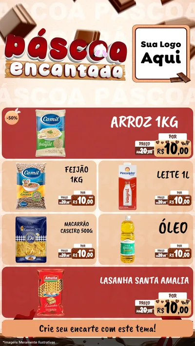 Modelo de TV para TV Vertical com o tema Páscoa Encantada para Supermercado