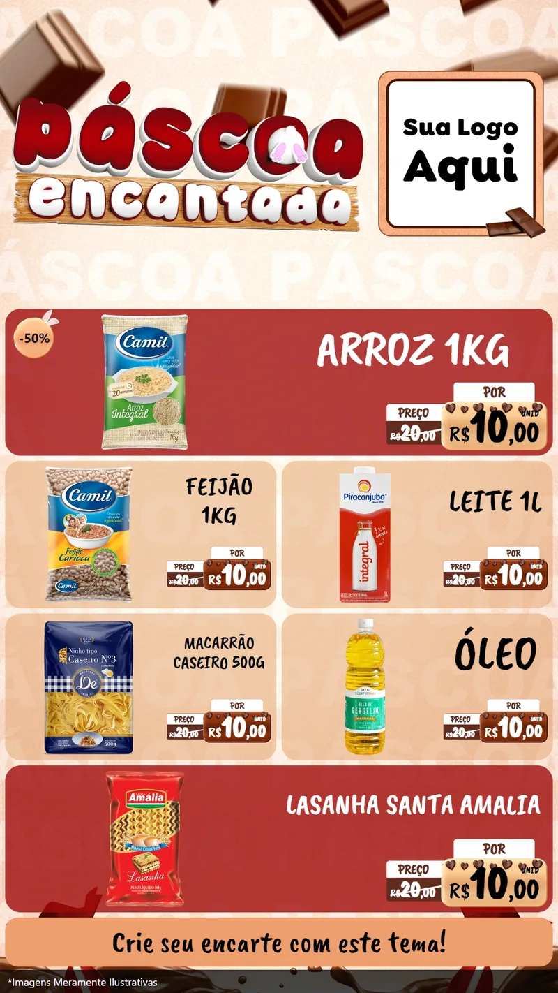 Modelo de TV para TV Vertical com o tema Páscoa Encantada para Supermercado