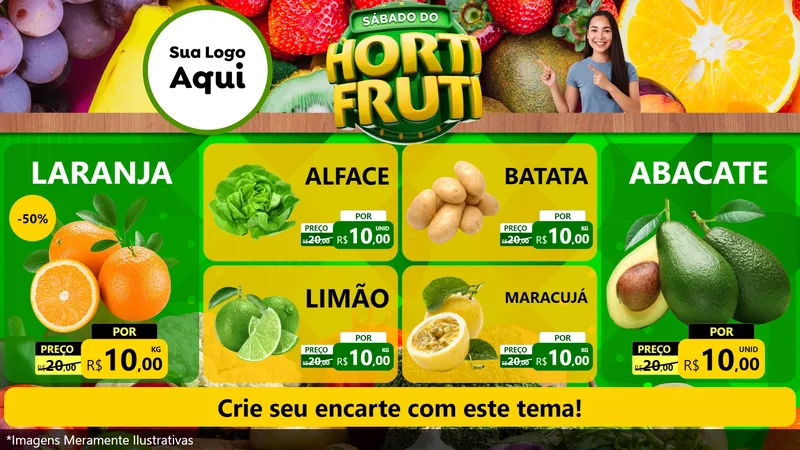 Modelo de TV para TV Horizontal com o tema Sábado do Hortifrúti para Hortifrúti