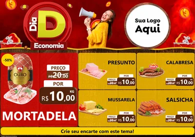 Modelo de Encarte para Encarte A4 Horizontal com o tema Dia D Economia para Frios e Laticínios