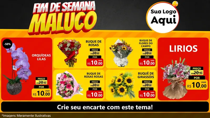Modelo de TV para TV Horizontal com o tema Final de Semana Maluco para Floricultura e jardim