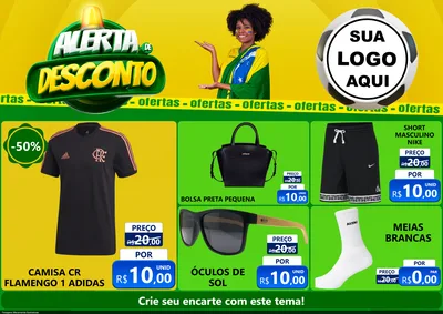 Modelo de Encarte para Encarte A4 Horizontal com o tema Alerta de Desconto para Roupas e acessórios