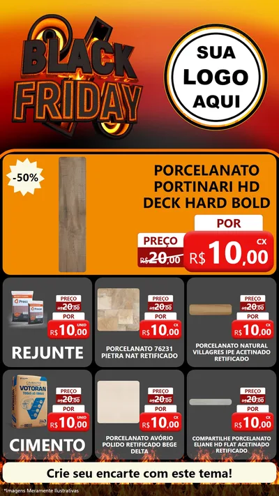 Modelo de Rede Social para Stories com o tema Black Friday para Pisos e revestimentos