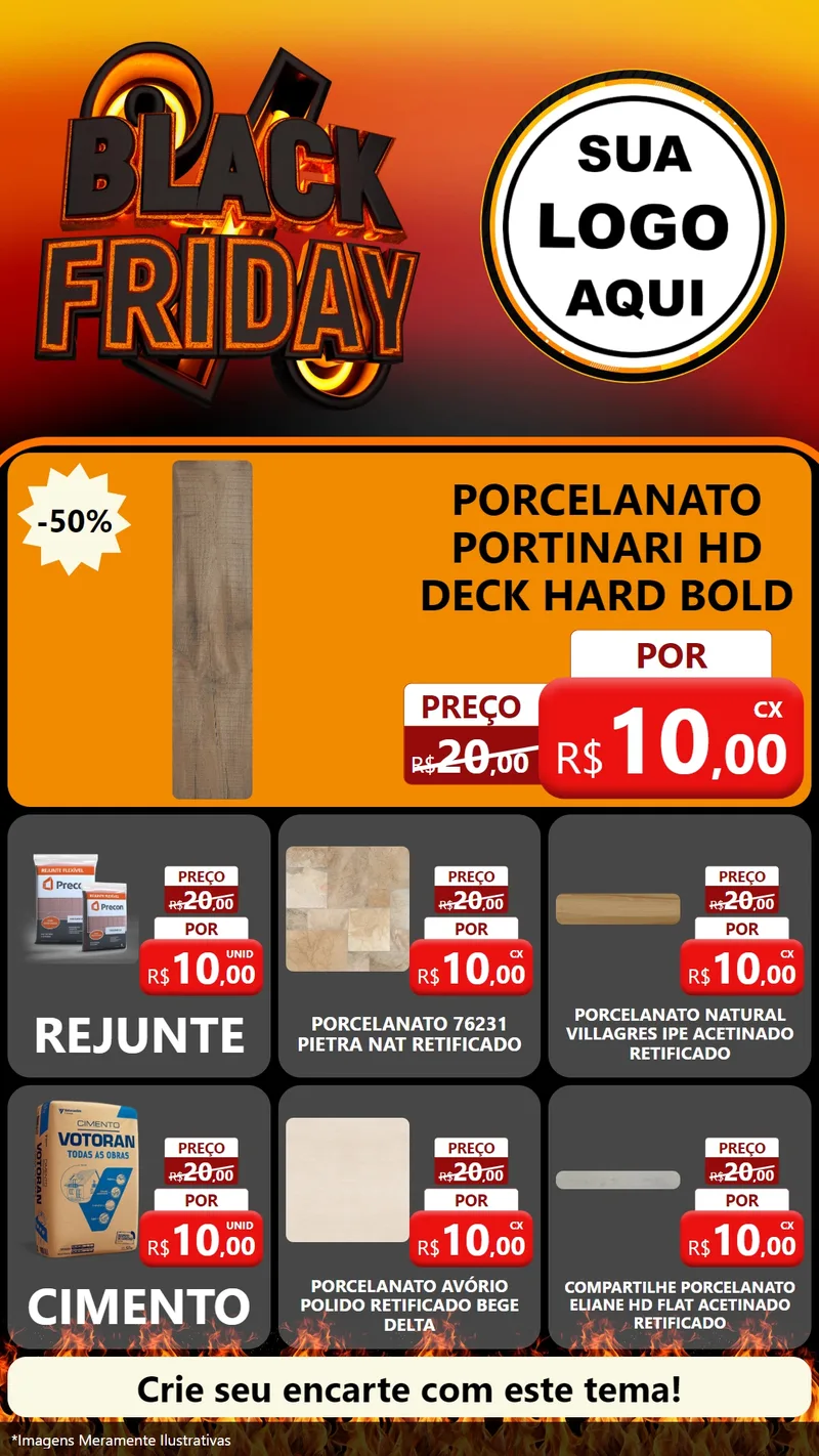Modelo de Rede Social para Stories com o tema Black Friday para Pisos e revestimentos