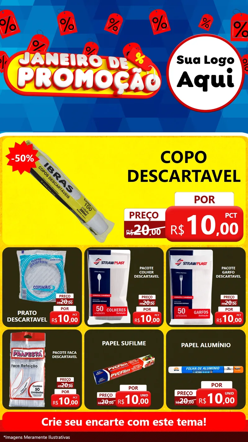 Modelo de Rede Social para Stories com o tema Janeiro de Promoção para Embalagens