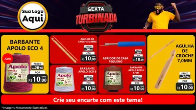 Modelo de TV para TV Horizontal com o tema Sexta Turbinada para Armarinho e Aviamentos
