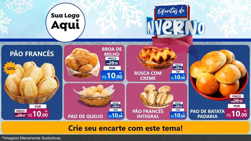 Modelo de TV para TV Horizontal com o tema Ofertas de Inverno para Padaria