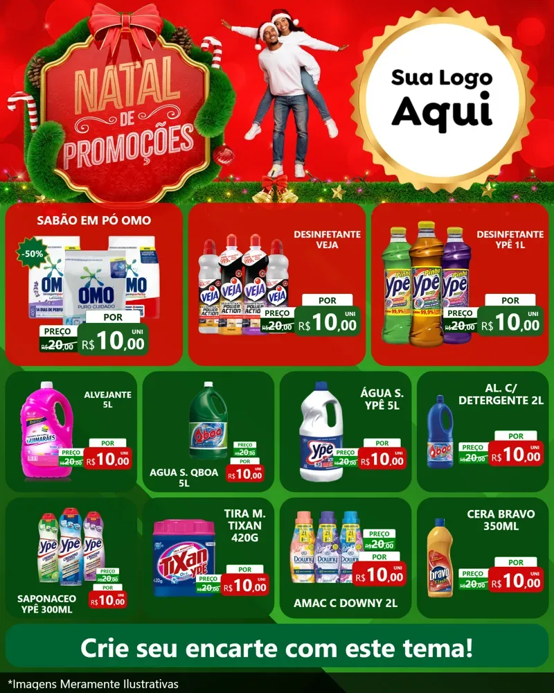 Modelo de Rede Social para Feed Instagram com o tema Natal de Promoções para Produtos de Limpeza