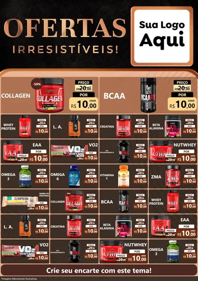 Modelo de Encarte para Encarte A4 Vertical com o tema Ofertas Irresistíveis! para Suplementos alimentares