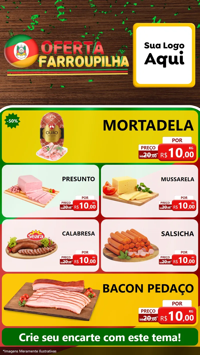 Modelo de TV para TV Vertical com o tema Oferta Farroupilha para Frios e Laticínios