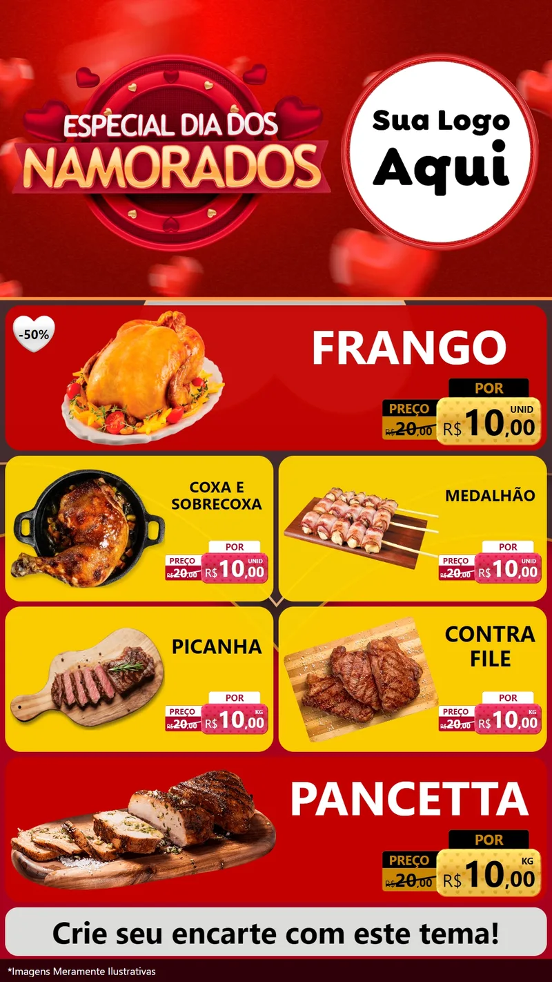 Modelo de TV para TV Vertical com o tema Especial Dia Dos Namorados para Assados