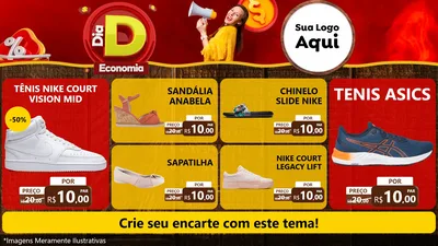 Modelo de TV para TV Horizontal com o tema Dia D Economia para Calçados