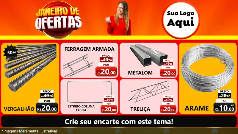 Modelo de TV para TV Horizontal com o tema Janeiro de Ofertas para Ferragens