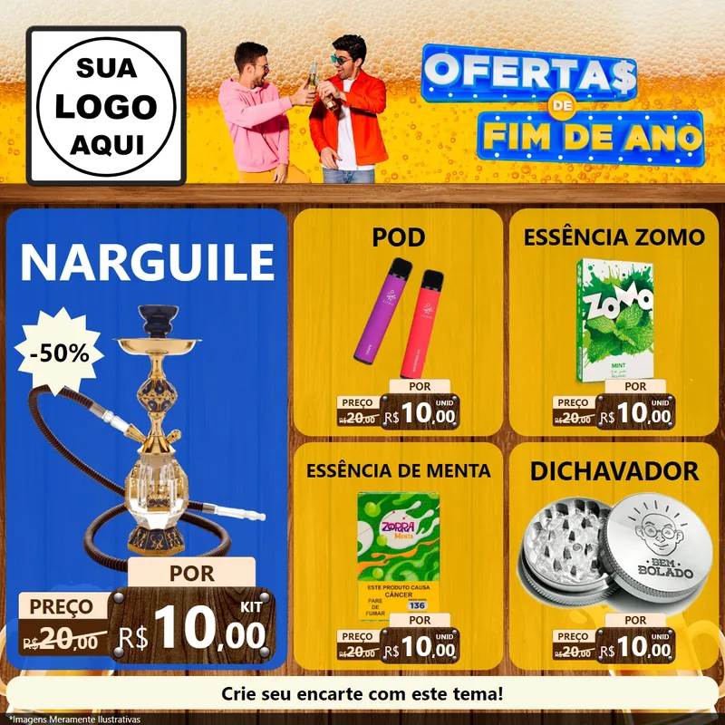 Modelo de Rede Social para Feed Facebook com o tema Ofertas de Fim de Ano para Tabacaria