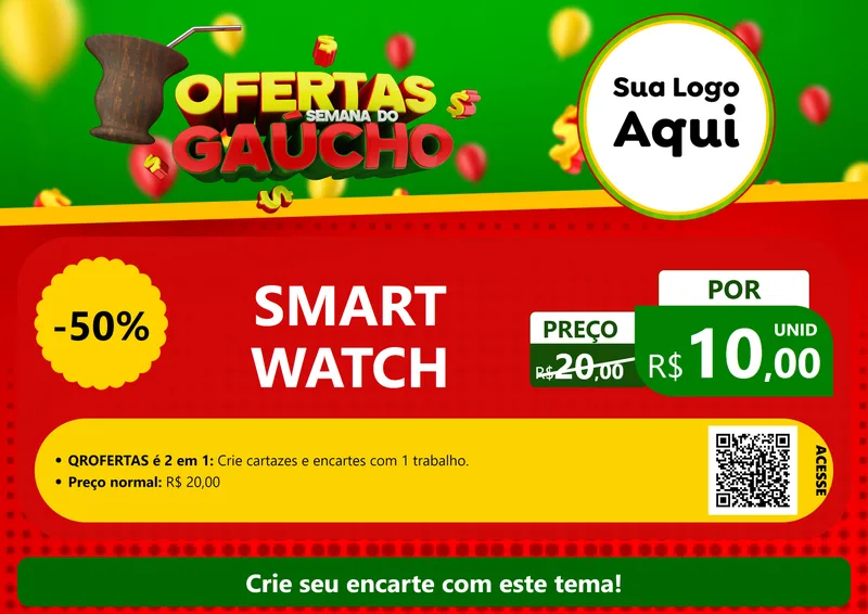 Modelo de Cartaz para Cartaz A4 Horizontal com o tema Ofertas Semana Do Gaúcho para Informática