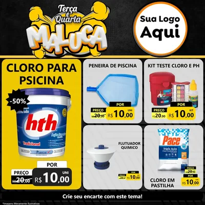 Modelo de Rede Social para Feed Facebook com o tema Terça e Quarta Maluca para Produtos para Piscina