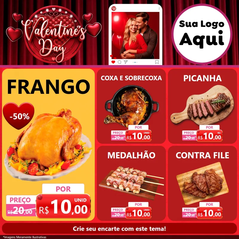 Modelo de Rede Social para Feed Facebook com o tema Valentine's Day para Assados