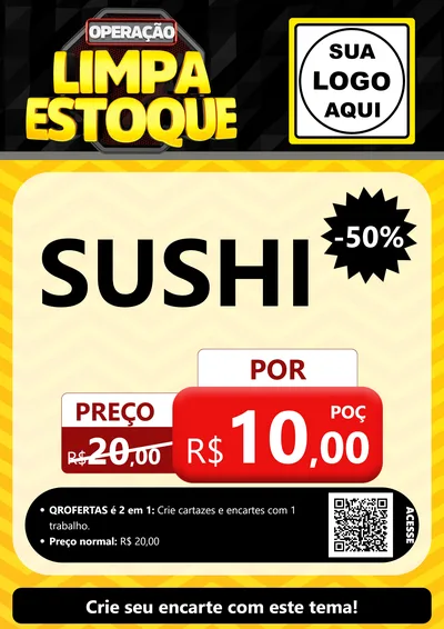 Modelo de Cartaz para Cartaz A4 Vertical com o tema Operação Limpa Estoque para Comida japonesa