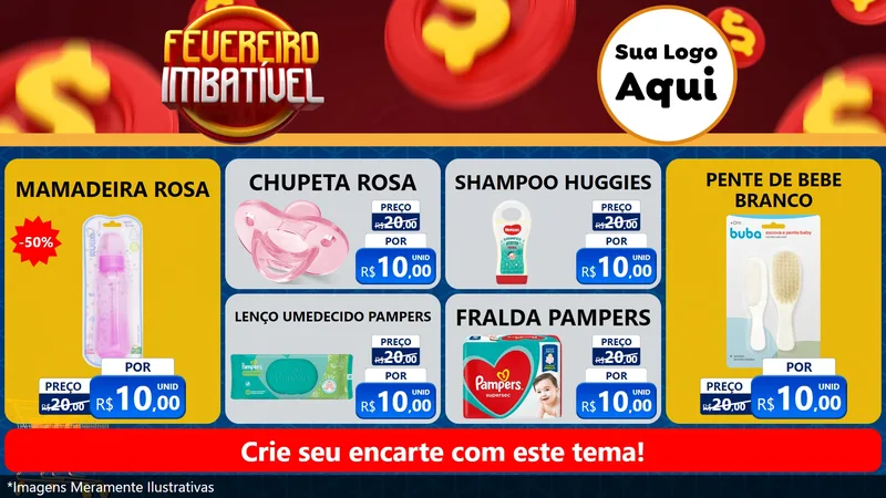 Modelo de TV para TV Horizontal com o tema Fevereiro Imbatível para Bebês