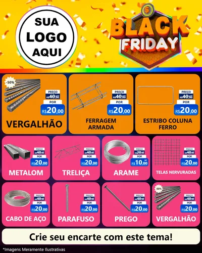 Modelo de Rede Social para Feed Instagram com o tema Black Friday para Ferragens