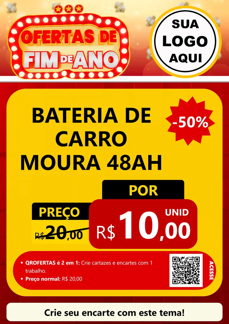 Modelo de Cartaz para Cartaz A4 Vertical com o tema Ofertas de Fim de Ano para Baterias Elétricas