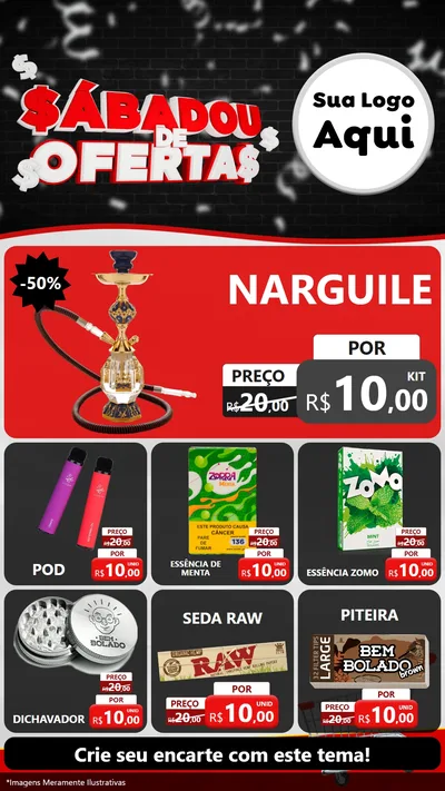 Modelo de Rede Social para Stories com o tema Sabadou de Ofertas para Tabacaria