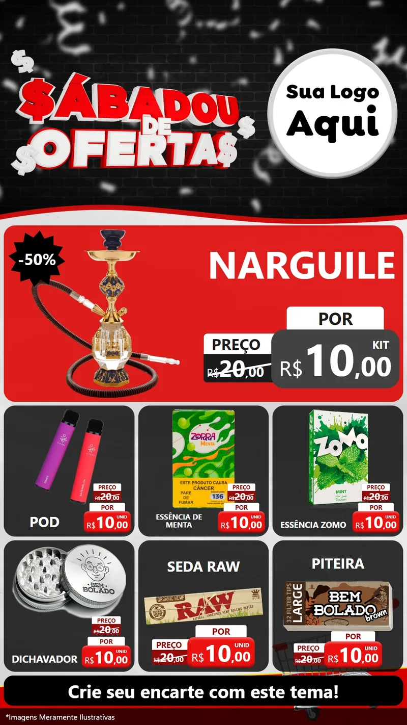 Modelo de Rede Social para Stories com o tema Sabadou de Ofertas para Tabacaria