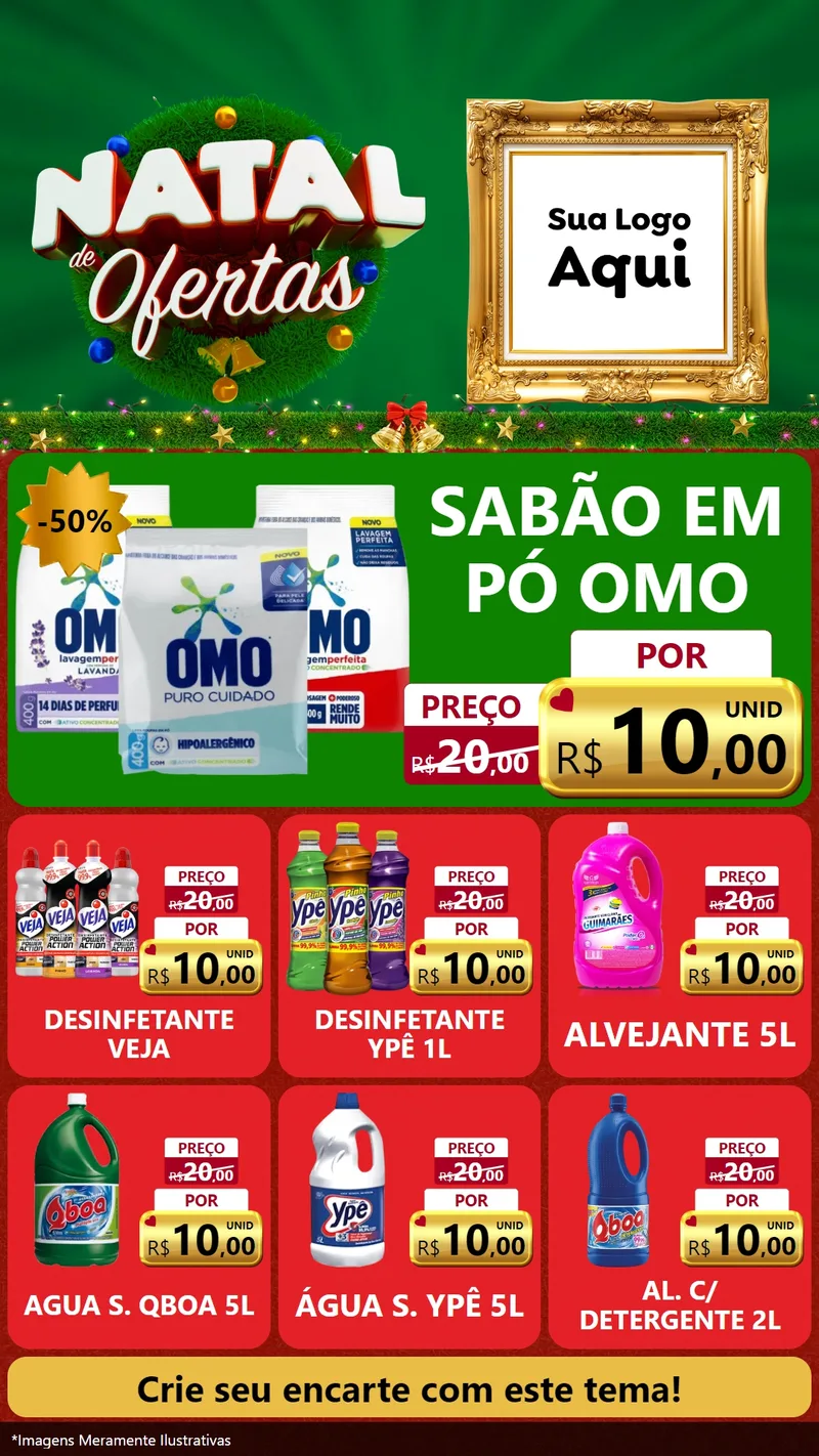 Modelo de Rede Social para Stories com o tema Natal de Ofertas para Produtos de Limpeza