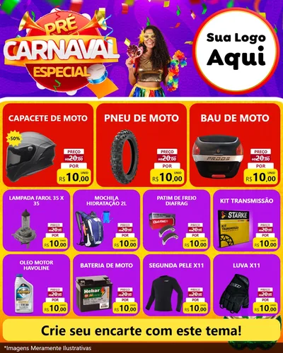 Modelo de Rede Social para Feed Instagram com o tema Pré-Carnaval Especial para Moto peças