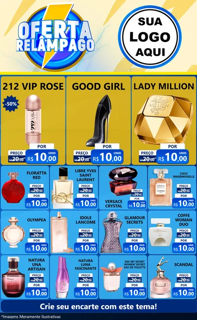 Modelo de Encarte para Encarte Grande com o tema Oferta Relâmpago para Perfumes