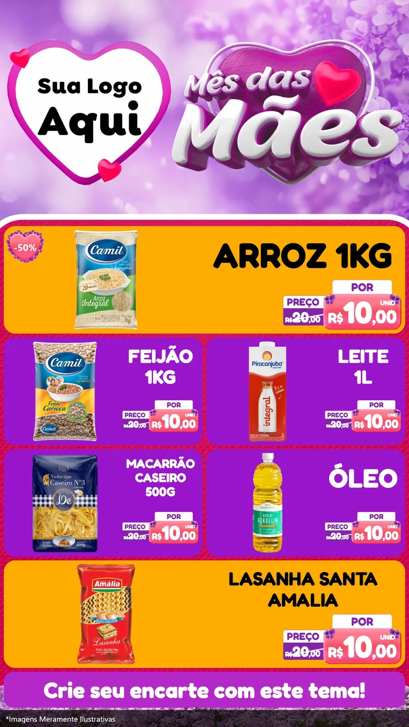 Modelo de TV para TV Vertical com o tema Mês das Mães para Supermercado