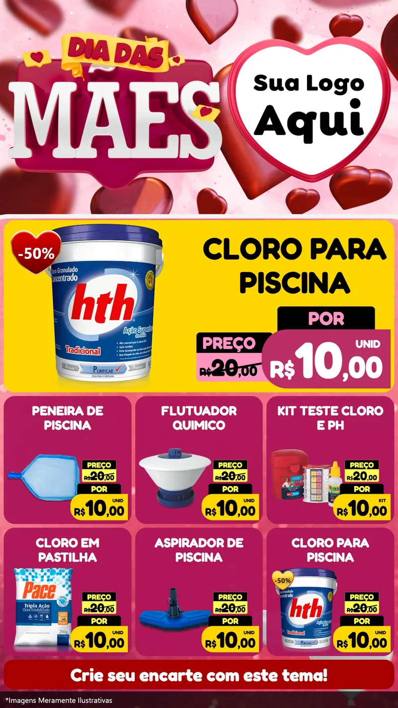 Modelo de Rede Social para Stories com o tema Dia Das Mães para Produtos para Piscina