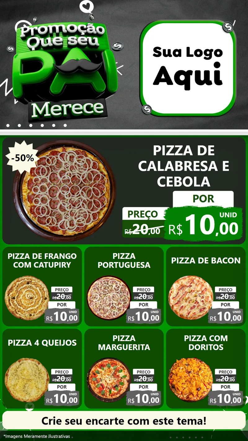 Modelo de Rede Social para Stories com o tema Promoção Que seu Pai Merece para Pizzaria