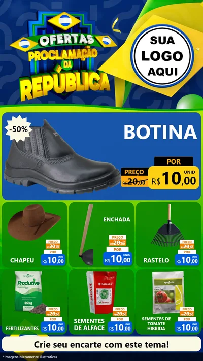 Modelo de Rede Social para Stories com o tema Ofertas Proclamação da República para Agropecuária