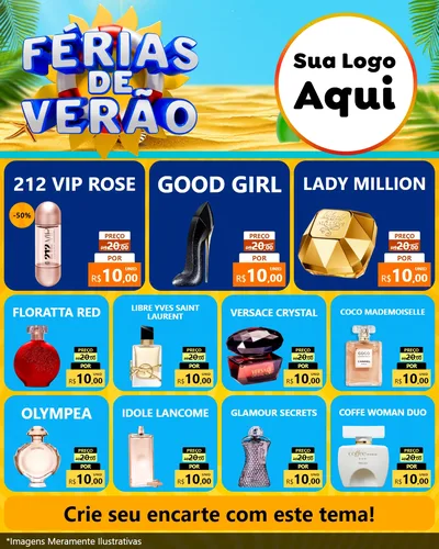 Modelo de Rede Social para Feed Instagram com o tema Férias de Verão para Perfumes