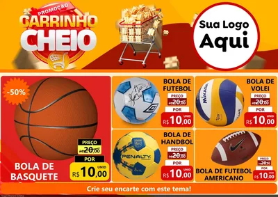 Modelo de Encarte para Encarte A4 Horizontal com o tema Promoção carrinho cheio para Artigos Esportivos
