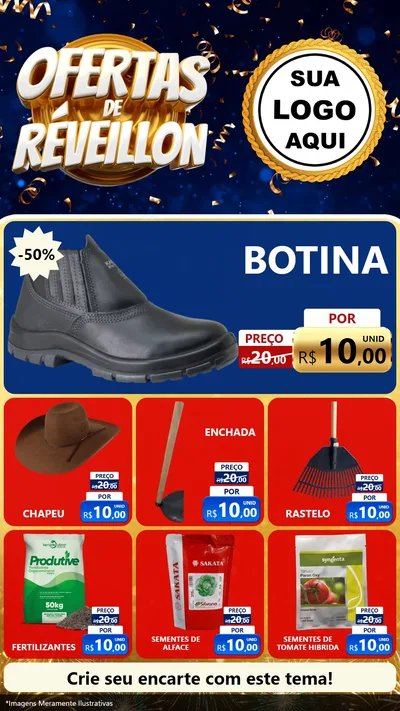 Modelo de Rede Social para Stories com o tema Ofertas de Réveillon para Agropecuária