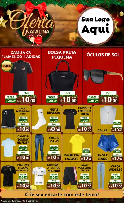 Modelo de Encarte para Encarte Grande com o tema Ofertas Natalina para Roupas e acessórios