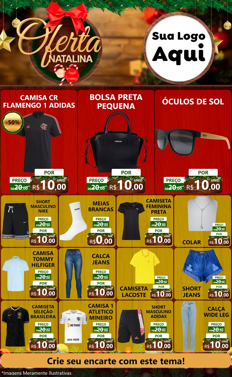 Modelo de Encarte para Encarte Grande com o tema Ofertas Natalina para Roupas e acessórios