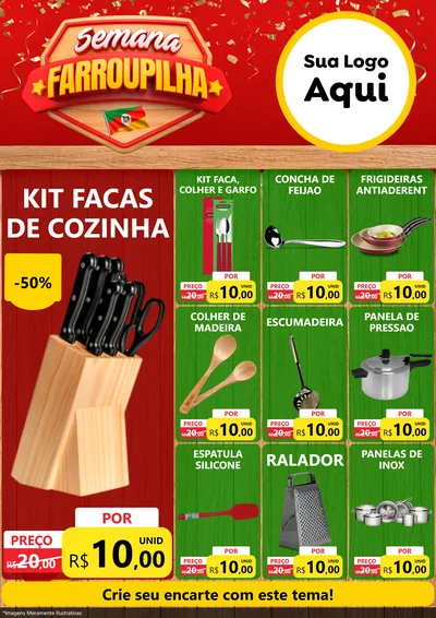 Modelo de Encarte para Encarte A4 Vertical com o tema Semana Farroupilha para Utilidades Domésticas