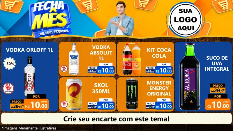 Modelo de TV para TV Horizontal com o tema Fecha Mês Com Mais Economia para Distribuidora de bebidas