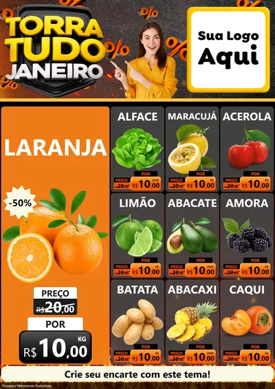 Modelo de Encarte para Encarte A4 Vertical com o tema Torra Tudo Janeiro para Hortifrúti